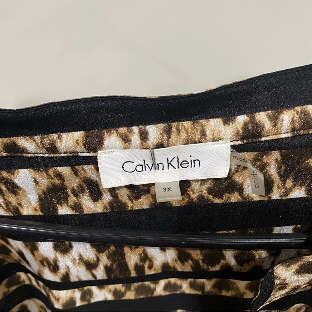 Calvin Klein Mixed Print Long Sleeve Button Down Top Size 3X - Picture 2 of 4